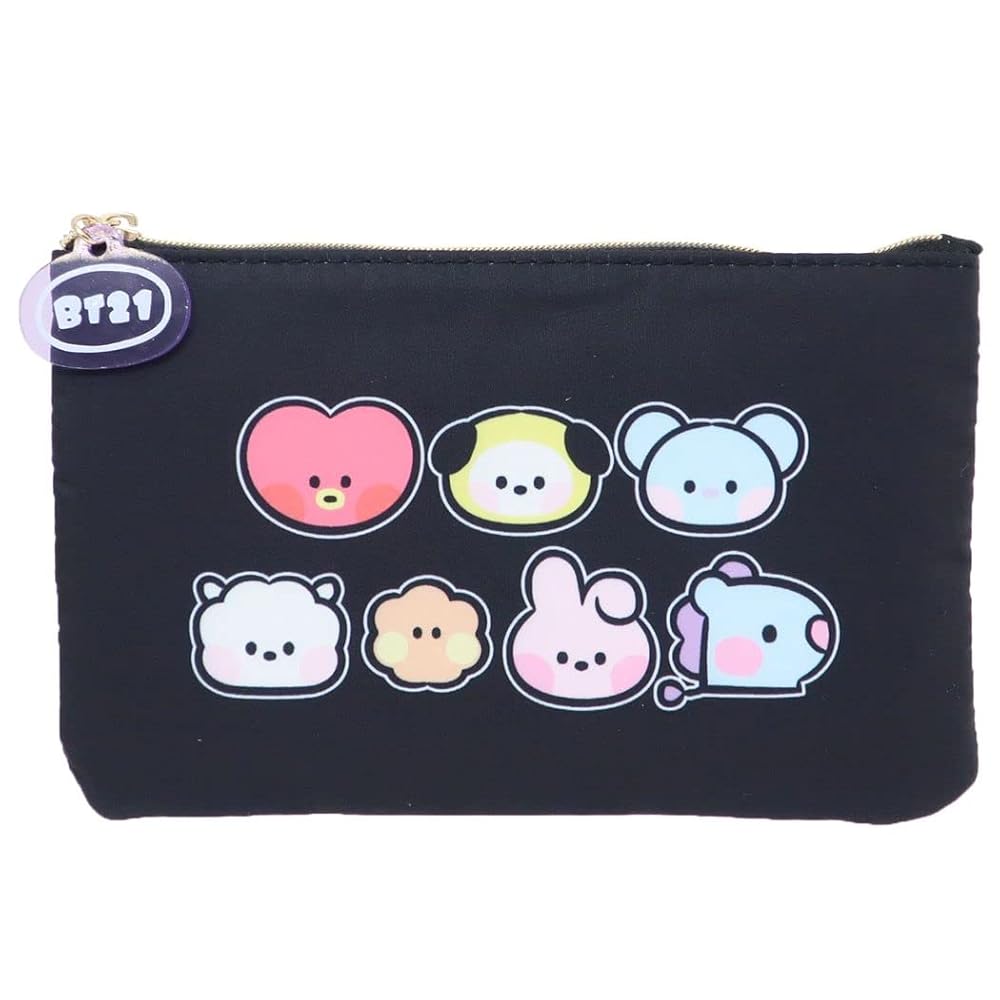 BTS BT21 ブラックポーチ ミニポーチ 筆箱 Amazon.co.jp: BT21 minini[ペンケース]フラットポーチ/アイコン